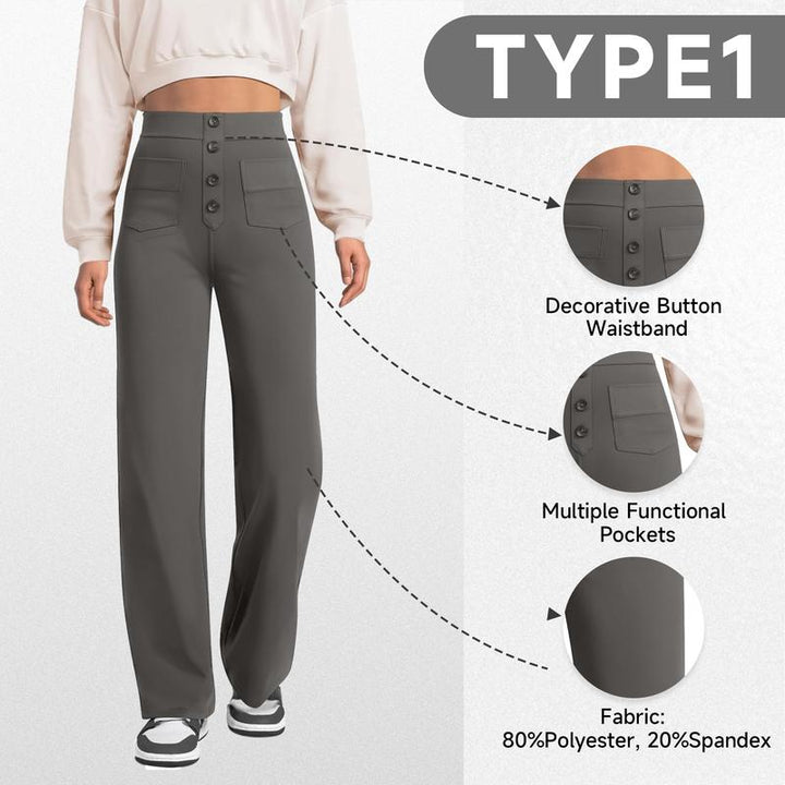 Comfortable stretch fabric women's high-waisted wide-leg dress pants, elegant and versatile for all day wear