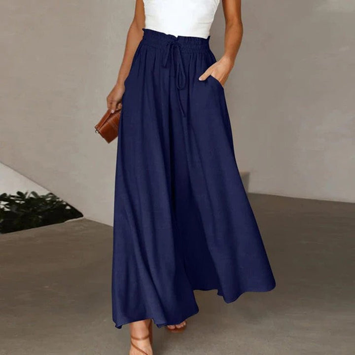 Comfortable high waisted wide leg palazzo pants for women, perfect for casual wear.