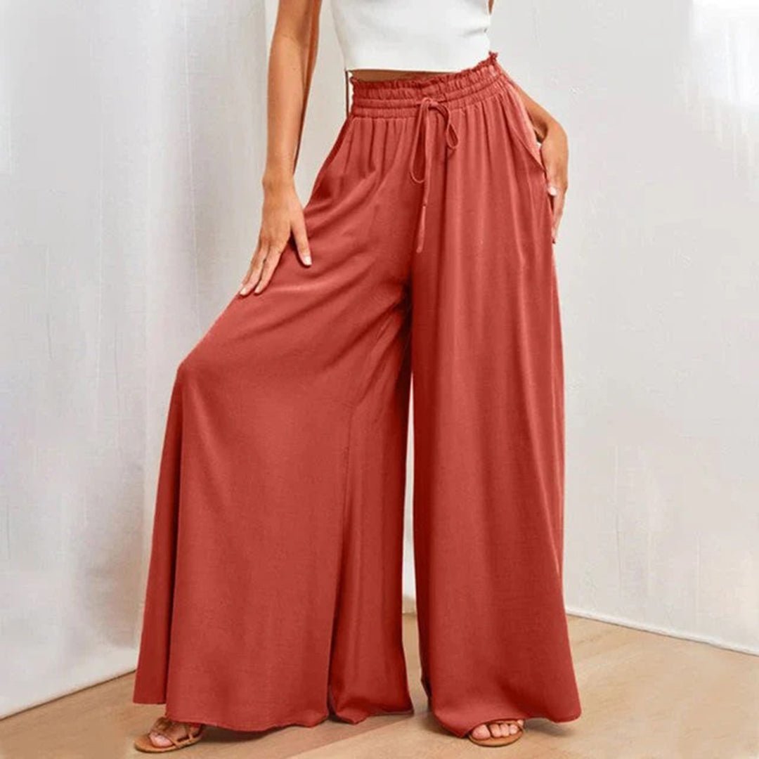 Elegant women's high waisted wide leg palazzo pants, ideal for summer fashion.