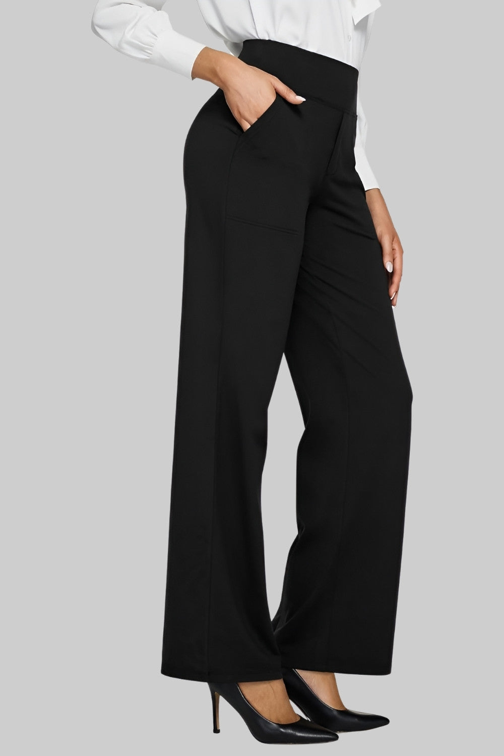 Everyday fashion women's wide-leg high-waist pants with side pockets, for a chic relaxed fit.
