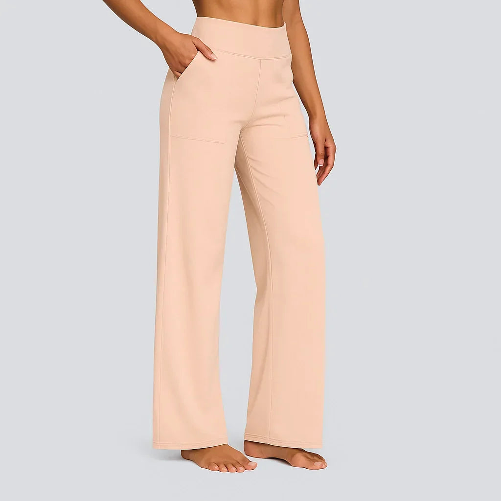 All-season women's high-waisted wide-leg pants, versatile with pockets for any casual or work outfit.