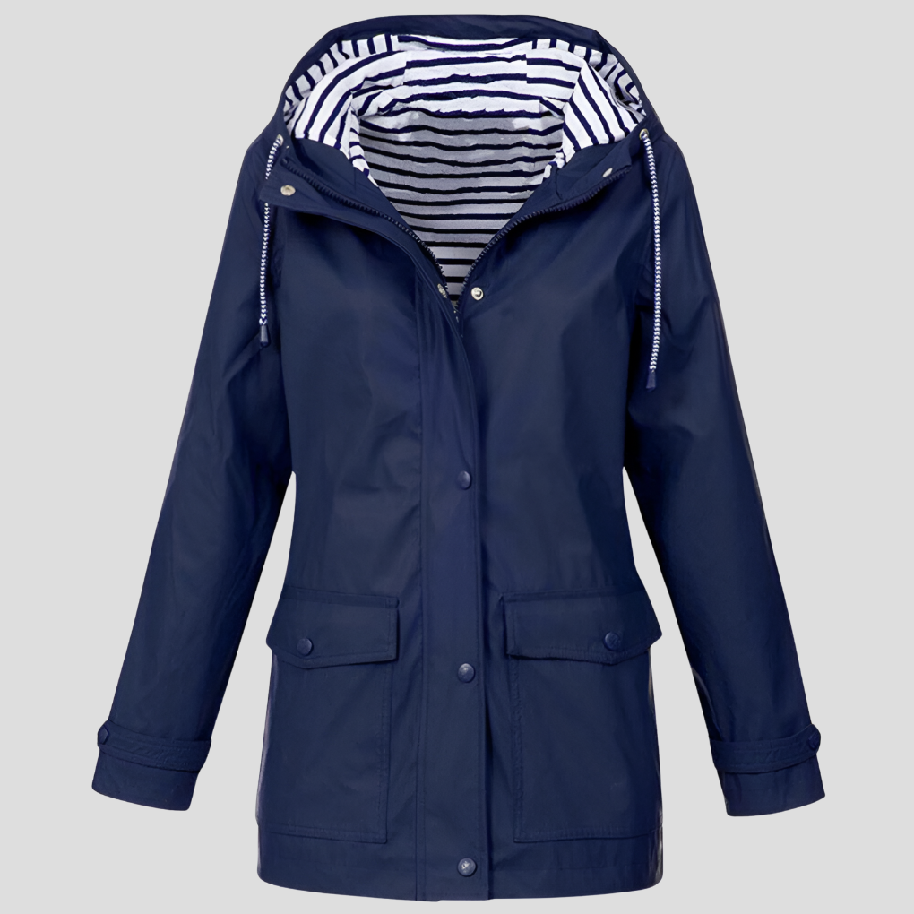 Versatile women's waterproof hooded jacket. Perfect lightweight rain protection for everyday outdoor wear.