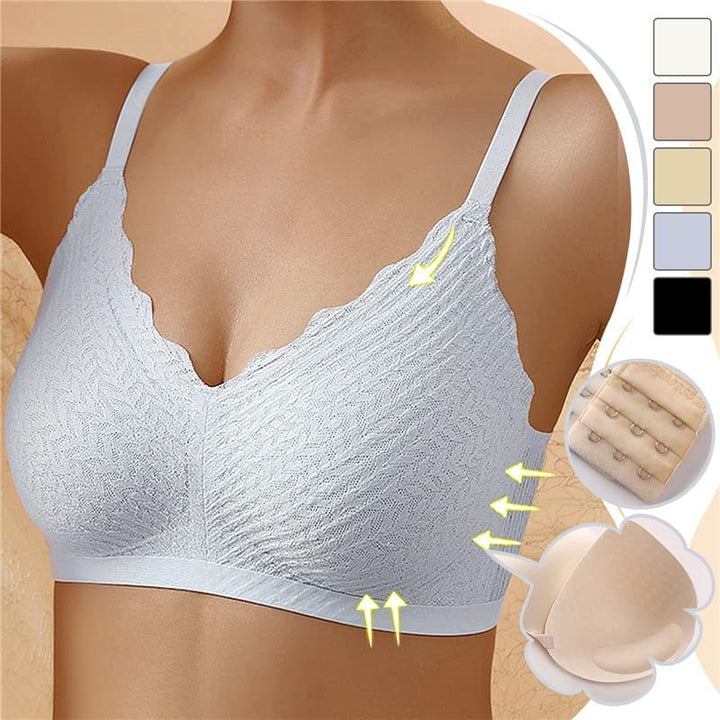 Supportive seamless wire-free bra for women, offering gentle lift & comfortable all-day wear.