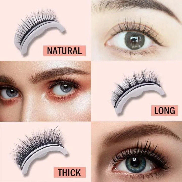 Synthetic self-adhesive false eyelashes for women. Achieve an instant natural look with these reusable, no-glue lashes.