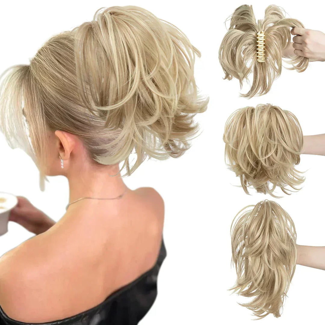 Synthetic women's hair extension, heat-resistant, adds natural volume & length to ponytails/updos.