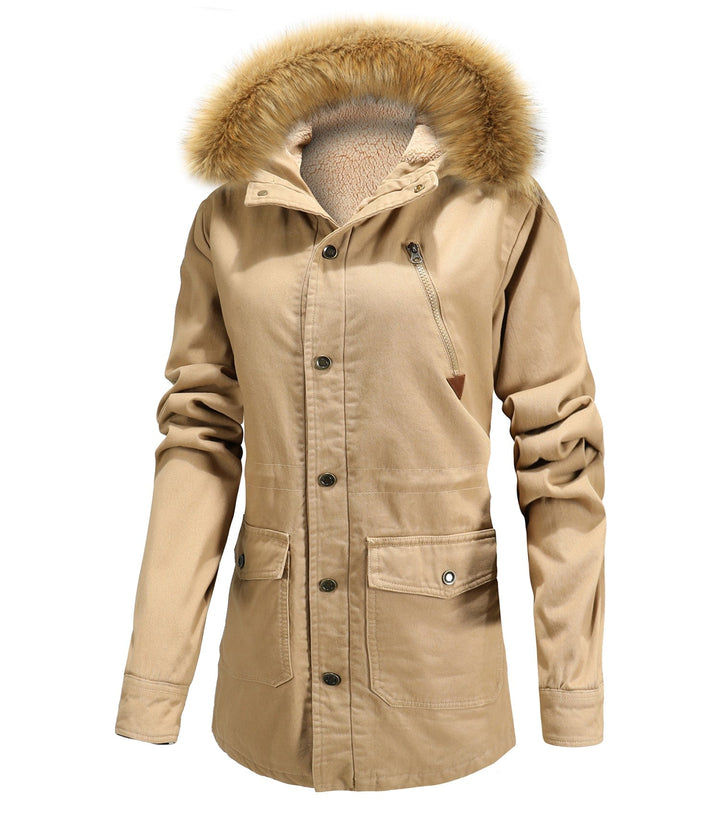 Stylish women's insulated jacket, long winter coat with adjustable hood