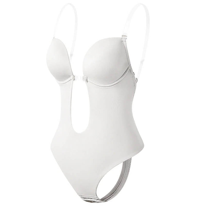 Sleek backless bodysuit shaper for women, an invisible foundation garment for modern smooth contours.