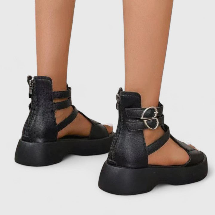 Chic Ivana multi-strap platform sandals for women, offering orthopedic support & easy summer wear.