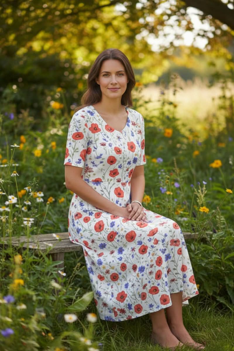 Women's knee-length A-line casual dress. Effortless everyday style, versatile for summer.