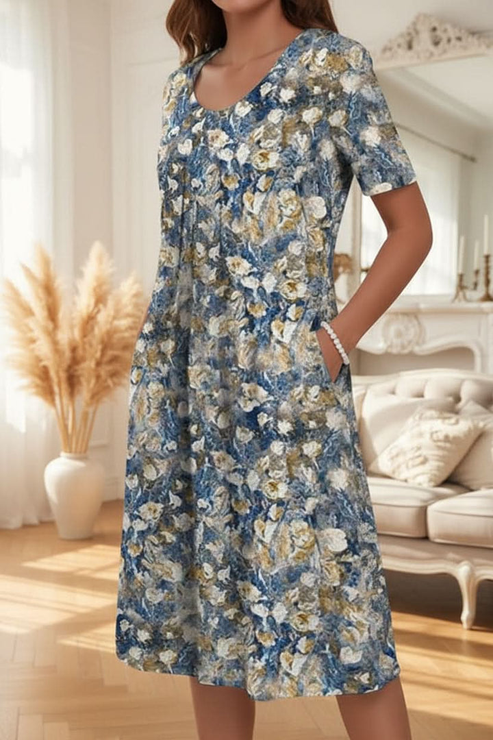 Women's knee-length A-line dress. Casual, comfortable, and versatile pullover for effortless everyday style.