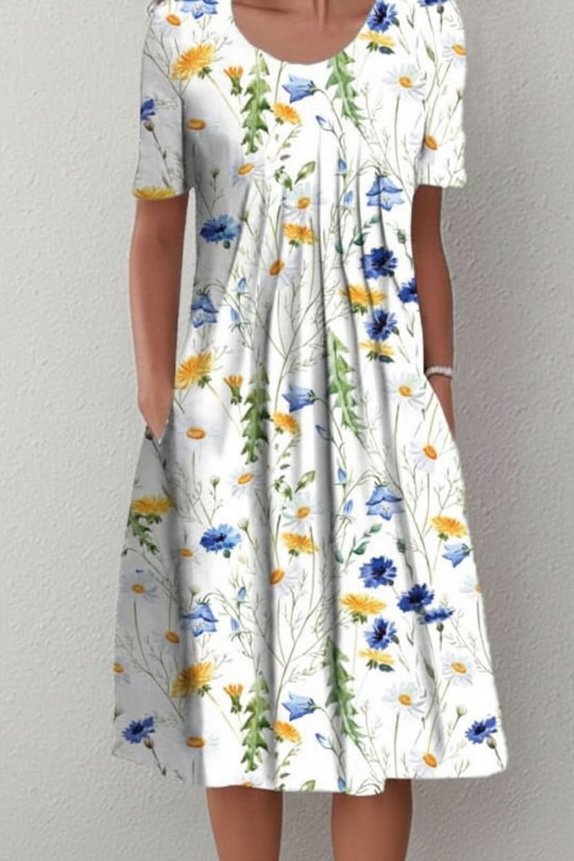 Everyday women's knee-length dress. Casual A-line pullover style, effortless for summer comfort.