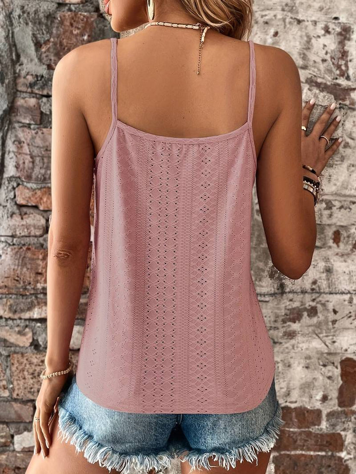 Soft v-neck cami top with delicate lace detail, ensuring comfort and elegance for daily wear.