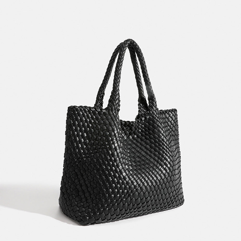 Spacious women's woven shoulder tote bag, perfect for daily fashion, work, or travel needs.