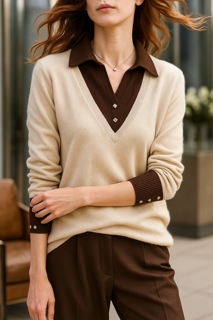 Versatile women's layered knit pullover top, ideal for a chic and comfortable outfit