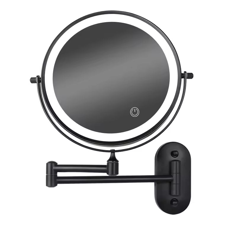 Sleek white LED makeup mirror with adjustable brightness, essential beauty tool for women.