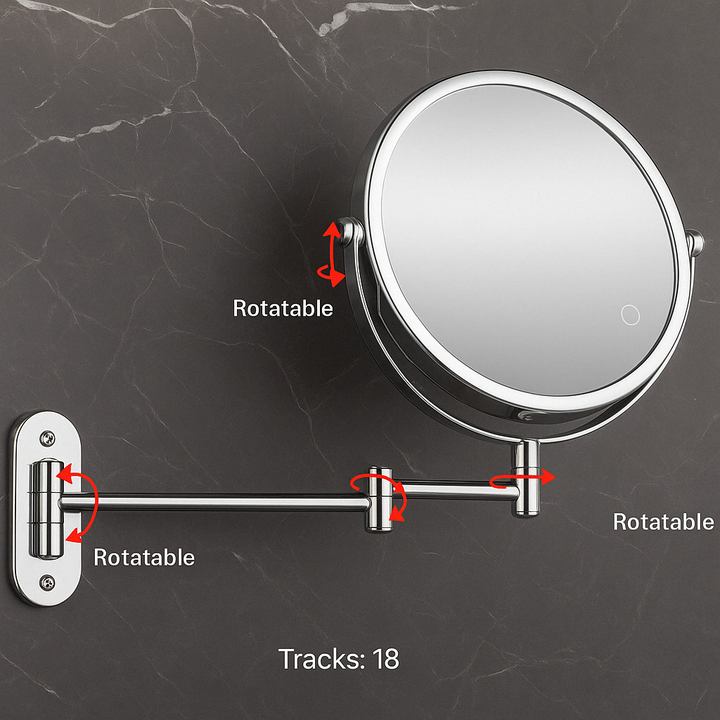 Portable LED makeup mirror, wireless and rechargeable, ideal for travel and on-the-go beauty.