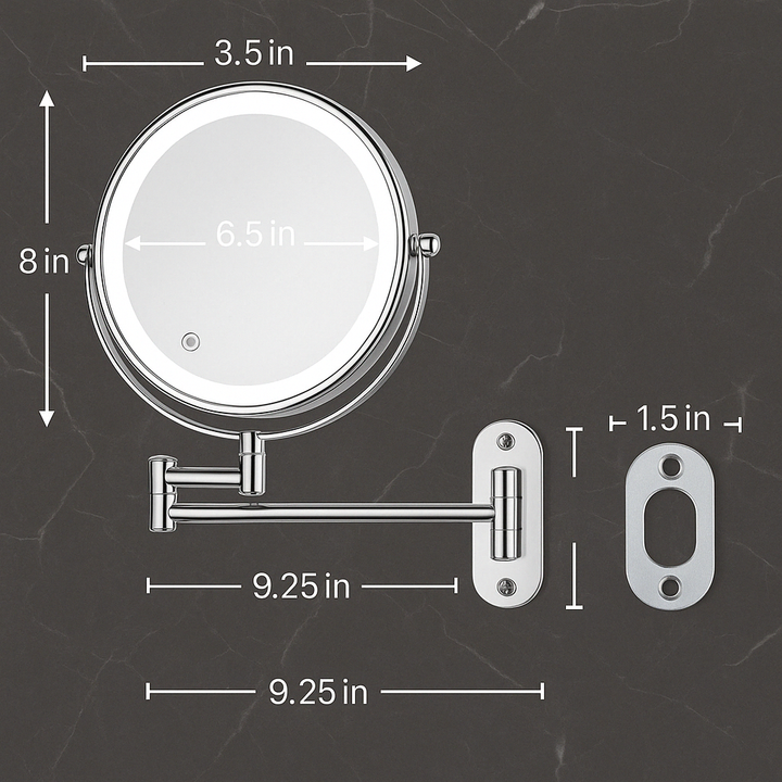 LumiAura LED makeup mirror, lighted and with 3X magnification, perfect for detailed cosmetic work.