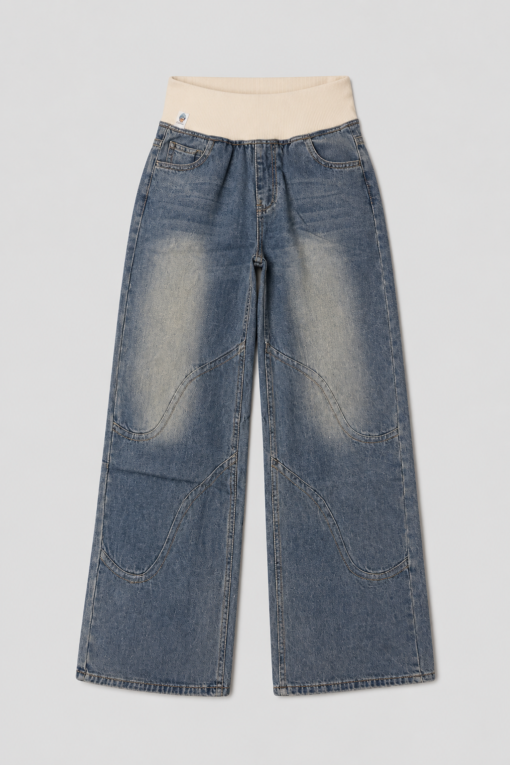 Women's light blue loose fit wide leg jeans, perfect for casual everyday comfort and style.