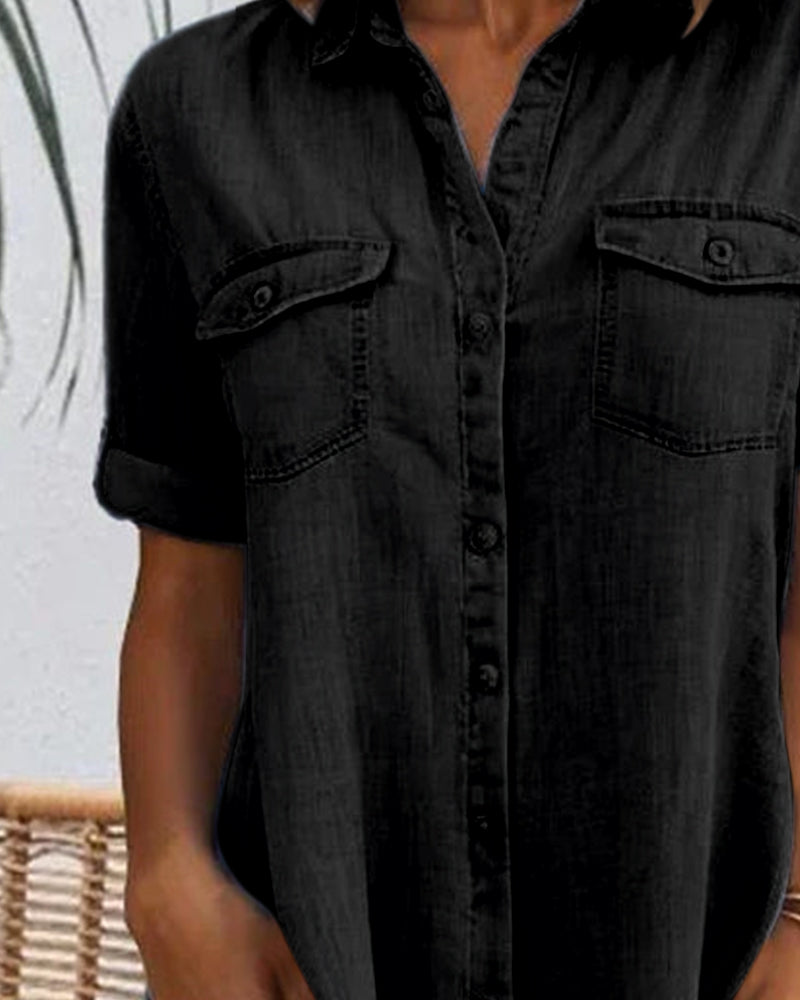 Everyday women's denim-look shirt dress, offering a relaxed and lightweight feel.
