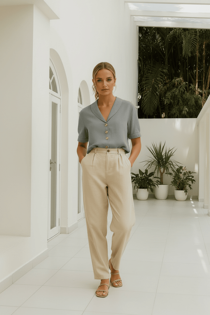 Minimalist women's short-sleeve t-shirt. Lightweight, everyday top for casual comfort & versatile wardrobe styling.
