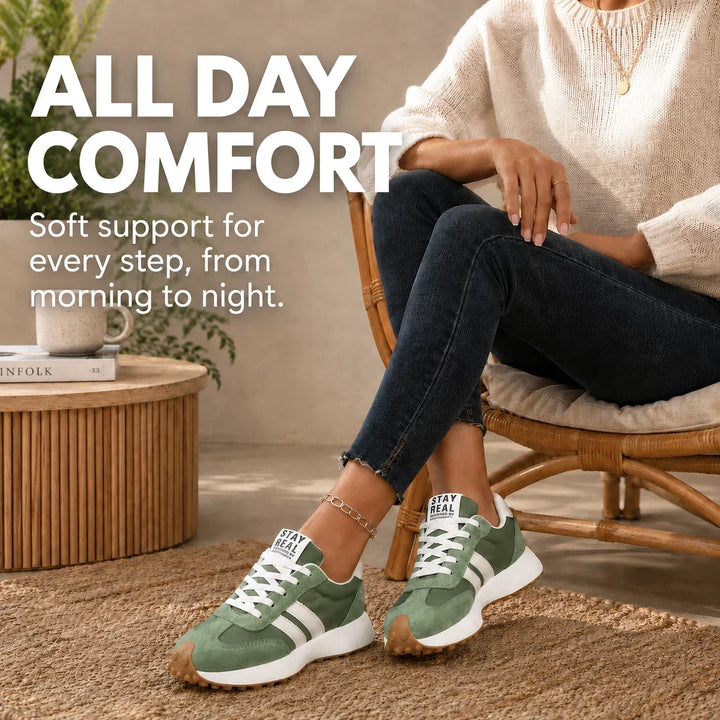 Supportive women's walking shoes with wide toe box for all-day orthopedic comfort.
