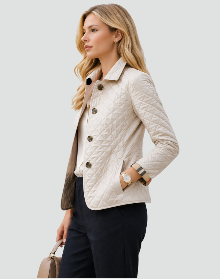 Stylish women's lightweight quilted jacket, ideal for versatile everyday spring & fall fashion outerwear.