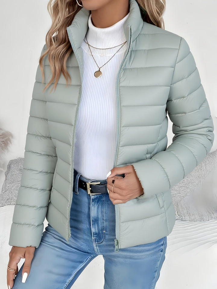 Women's lightweight quilted puffer jacket, warm for everyday winter comfort and casual style.