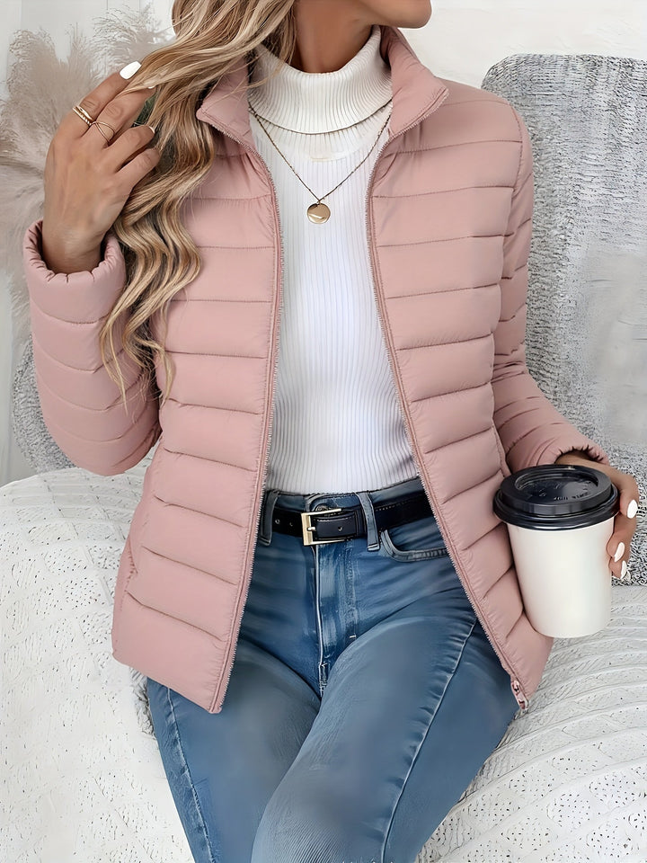 Comfortable women's lightweight quilted puffer jacket for fall & winter. Stylish outerwear for daily wear.