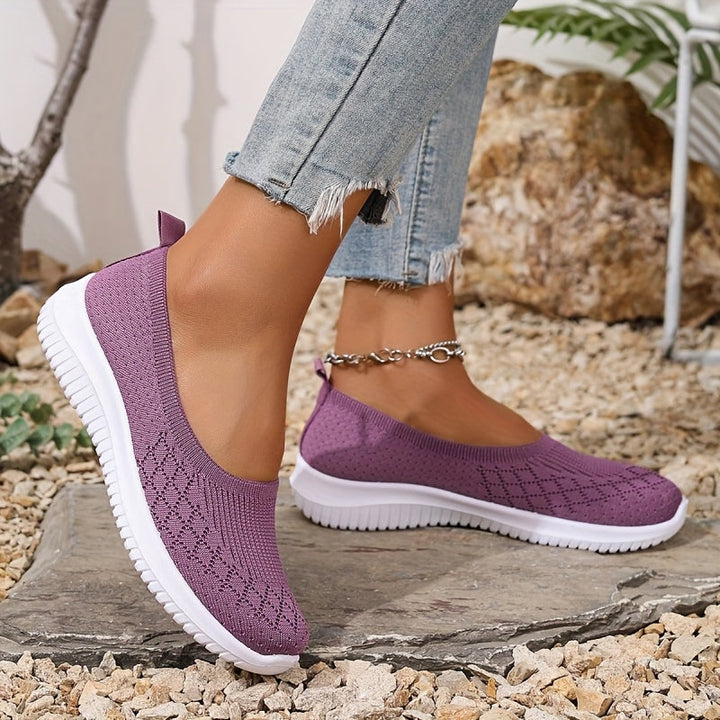 Stylish women's slip-on walking shoes; excellent lightweight footwear for everyday errands & travel.
