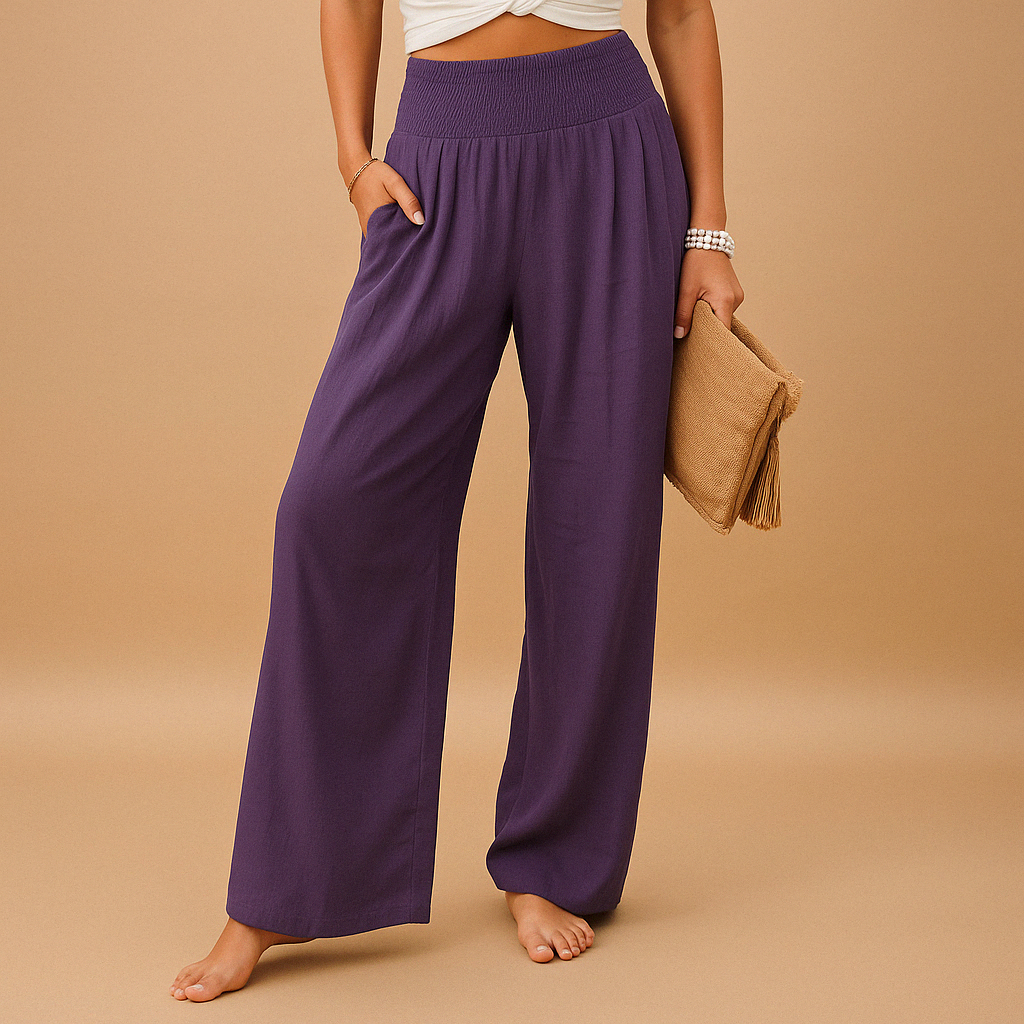 Breathable women's summer trousers, lightweight and loose fit. Essential casual pants for warm weather.
