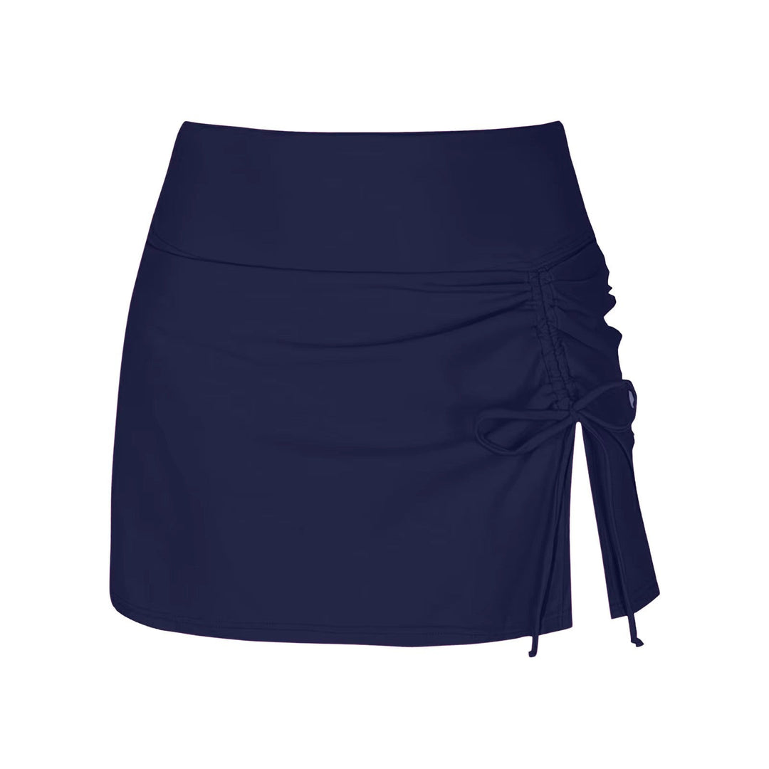 Rear view of Liv women's quick-dry swim shorts with side slits, showcasing comfortable fit for beach or pool.