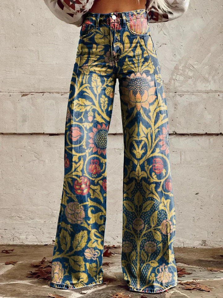 Comfortable wide leg jeans for women, a relaxed fit and trendy style.