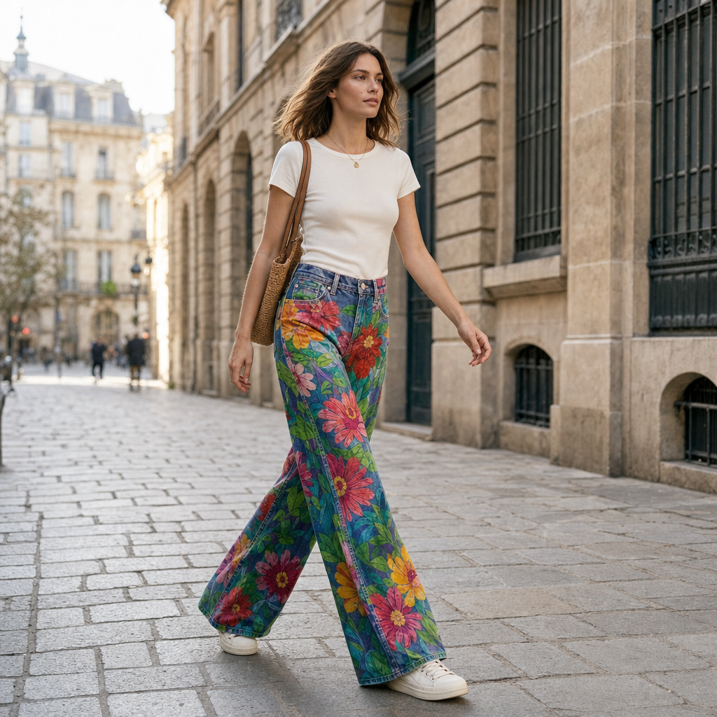 Relaxed fit wide leg women's jeans, perfect for a versatile casual look.