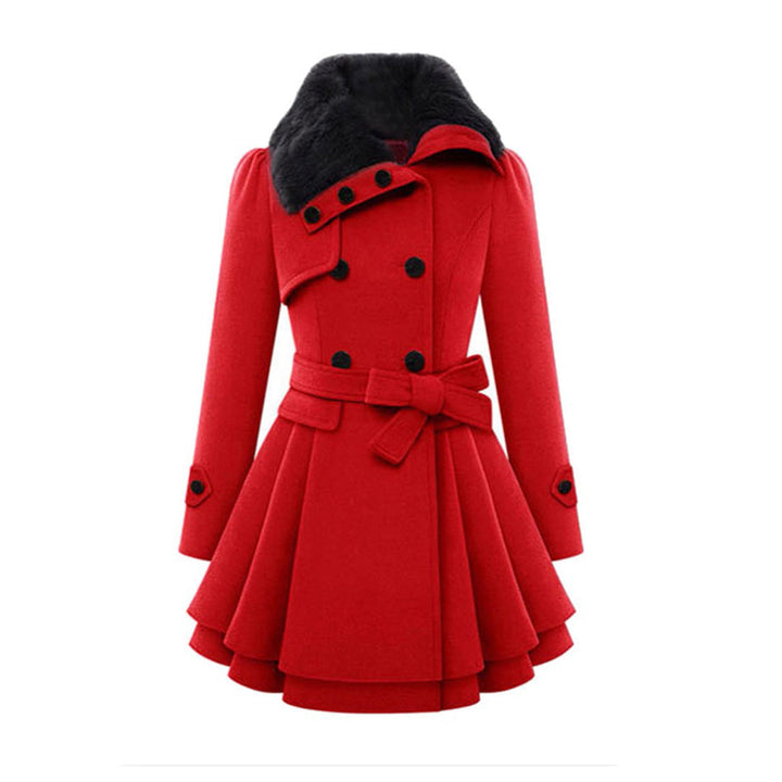 Elegant long coat for women, tailored for chic everyday wear. Classic style with a sophisticated collar design.