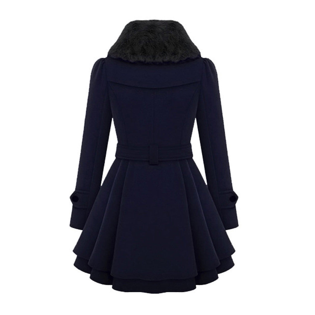 Classic women's long coat, tailored for an elegant look. Chic everyday outerwear, ideal for winter fashion.