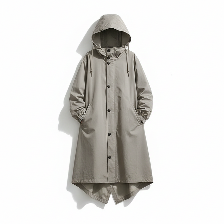 Water resistant longline rain jacket for women, hooded, providing excellent coverage for all outdoor activities.