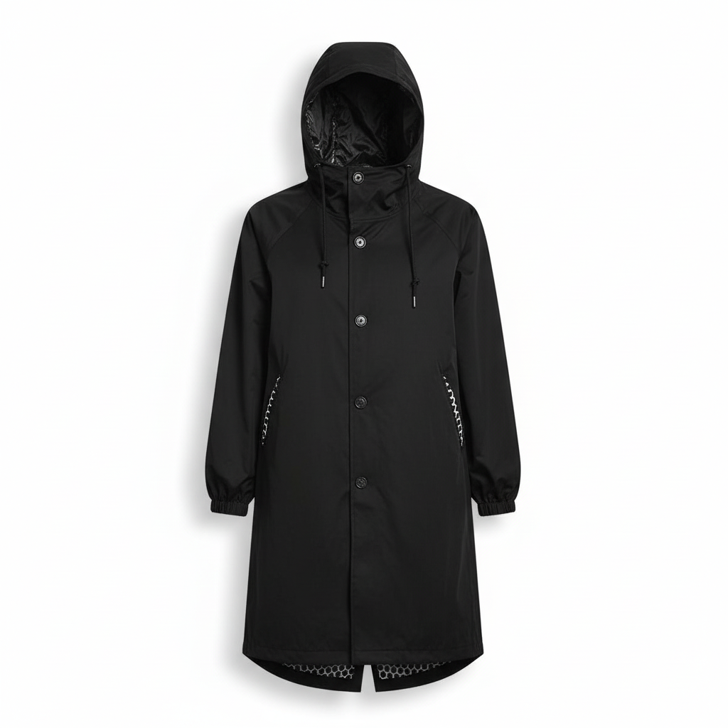 Comfortable women's lightweight rain jacket, hooded and water resistant, great for everyday outdoor outerwear.