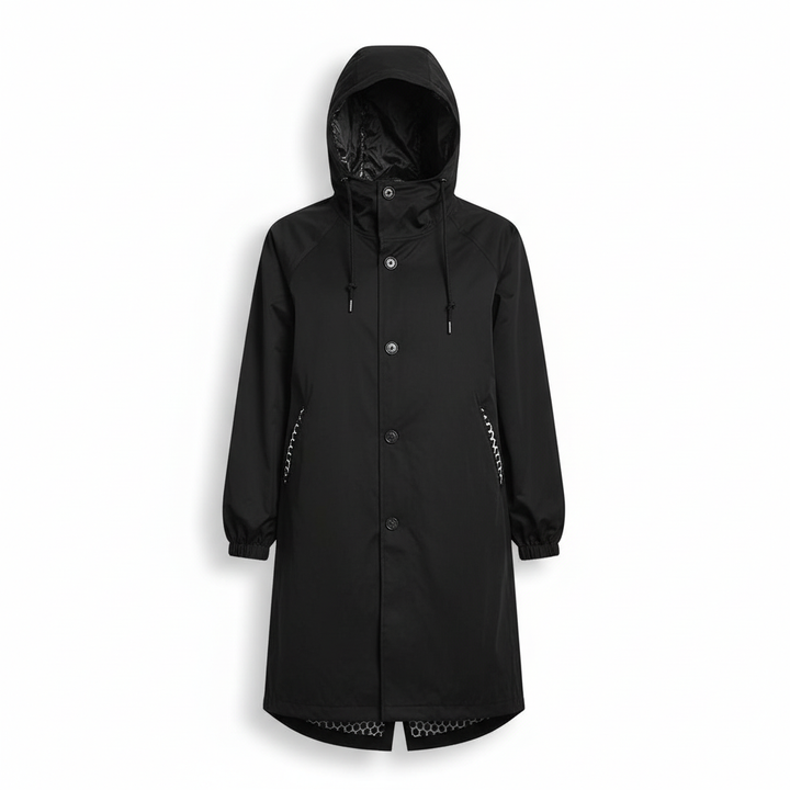 Comfortable women's lightweight rain jacket, hooded and water resistant, great for everyday outdoor outerwear.