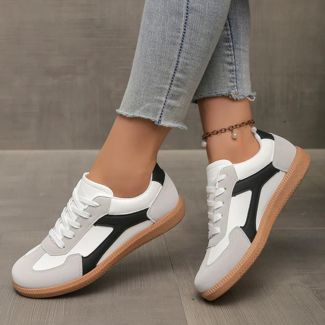 Retro-inspired women's casual sneakers, low profile design, cushioned for long-lasting comfort with a gum sole.