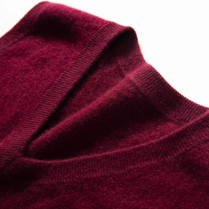 Premium women's cashmere vest, a stylish V-neck luxury knitwear item for any wardrobe.