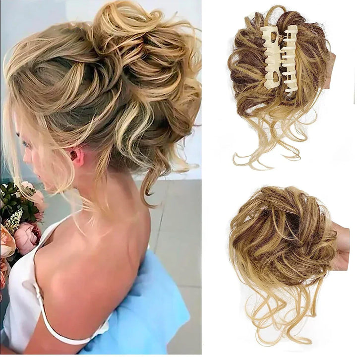 Women's messy curly bun hair clip for instant volume & easy updo styling.