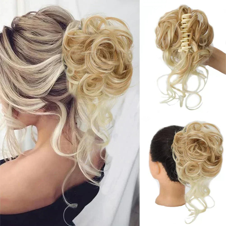 Women's wavy messy bun hair clip, perfect for instant volume & a natural look.