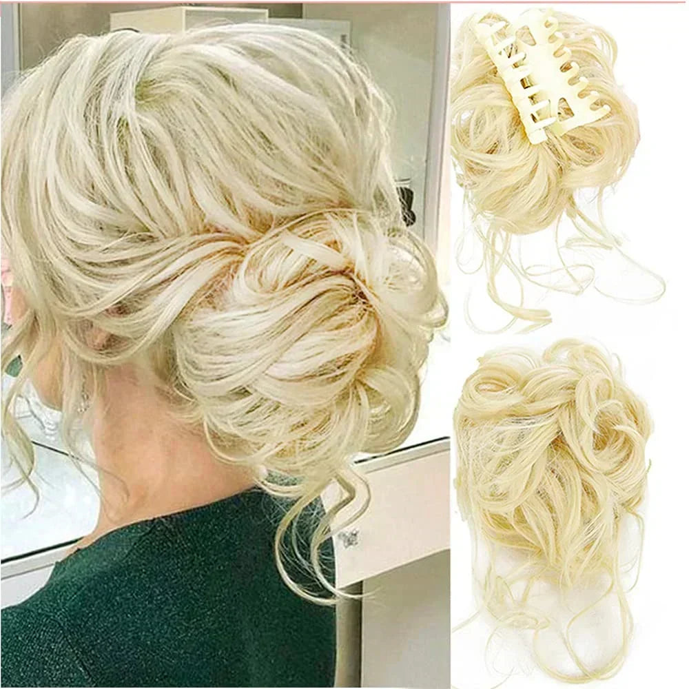Transform your look with a curly messy bun hair clip, adds instant volume.