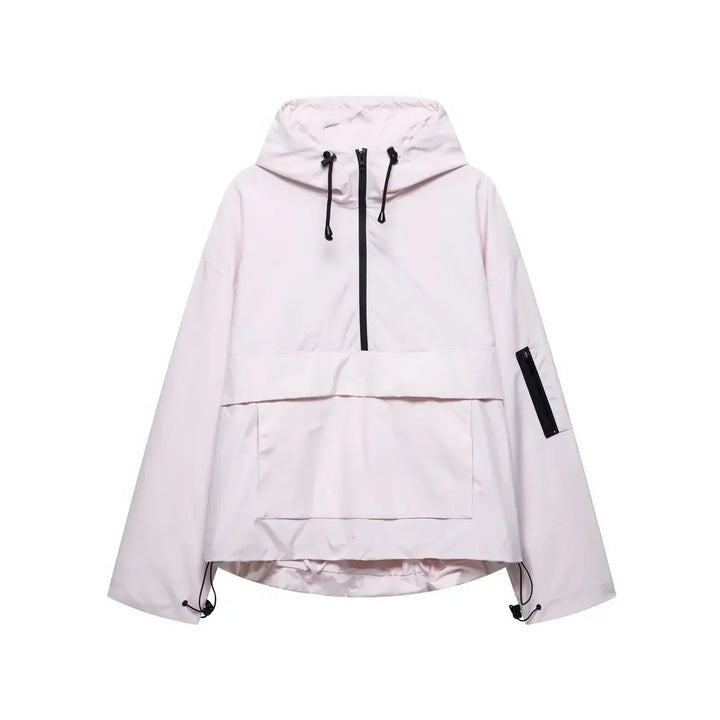 Outerwear women's minimalist winter hooded jacket, offering warmth and style for ski and snowy conditions