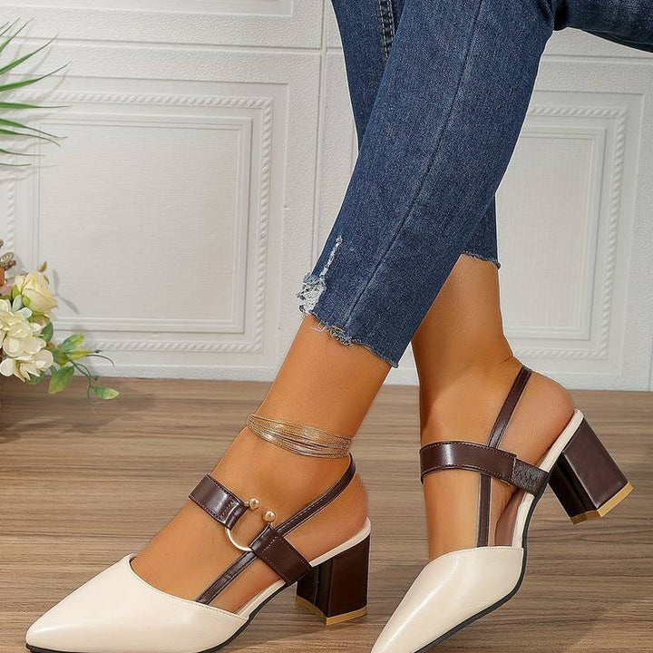Versatile women's orthopedic block heels, comfortable slingback, pointed toe for any event or daily wear.