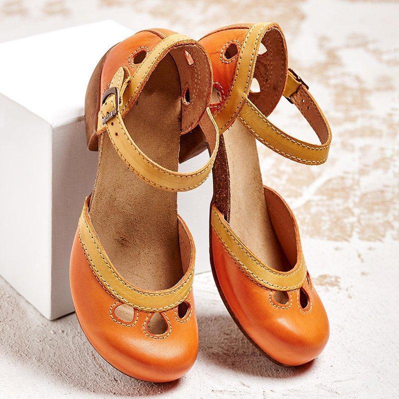 Elegant women's open toe block heel sandals, offering secure ankle strap support. Great stylish footwear for summer events.