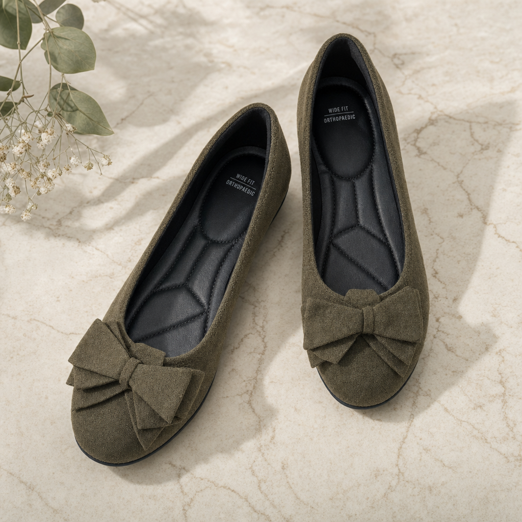 Ladies casual orthopaedic wide fit ballet flats, perfect for all-day wear & support.