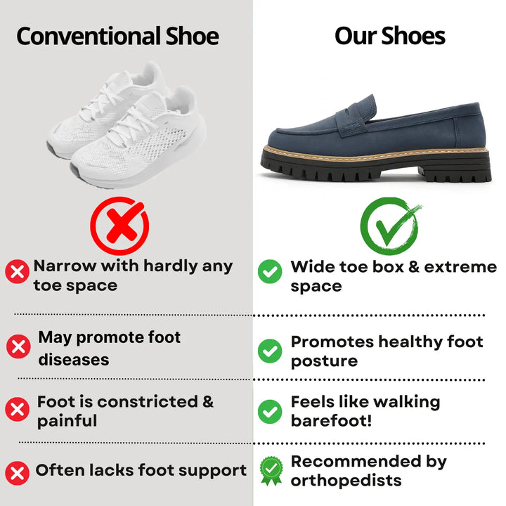 Beige comfort flats for women, offering a wide toe box & excellent foot support.