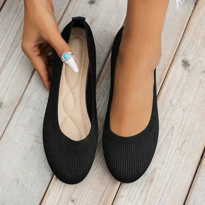 Walking shoes for women: orthopedic ballet flats, slip-on comfort. Great for spring/summer casual style & foot support.