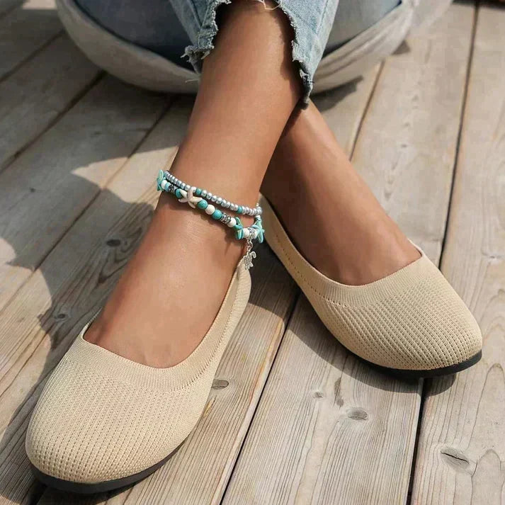 Women's comfort ballet flats, slip-on orthopedic support for walking & all-day wear. Versatile casual style.